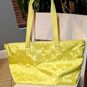Coach - Getaway Signature Nylon Weekender Tote Bag w Cosmetic Pouch - Yellow